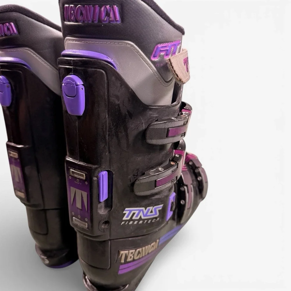 Tecnica Pro 90 Ski Boots Men's Size 8-9-5 Black Neon Purple Vintage‎ Retro